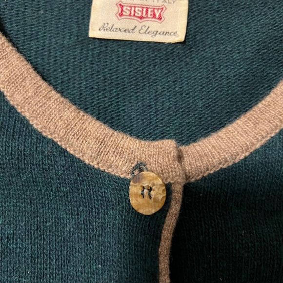 Sisley Green Relaxed Elegance Wool Blend Button Cardigan Sweater Sz XL/2XL - Picture 6 of 9